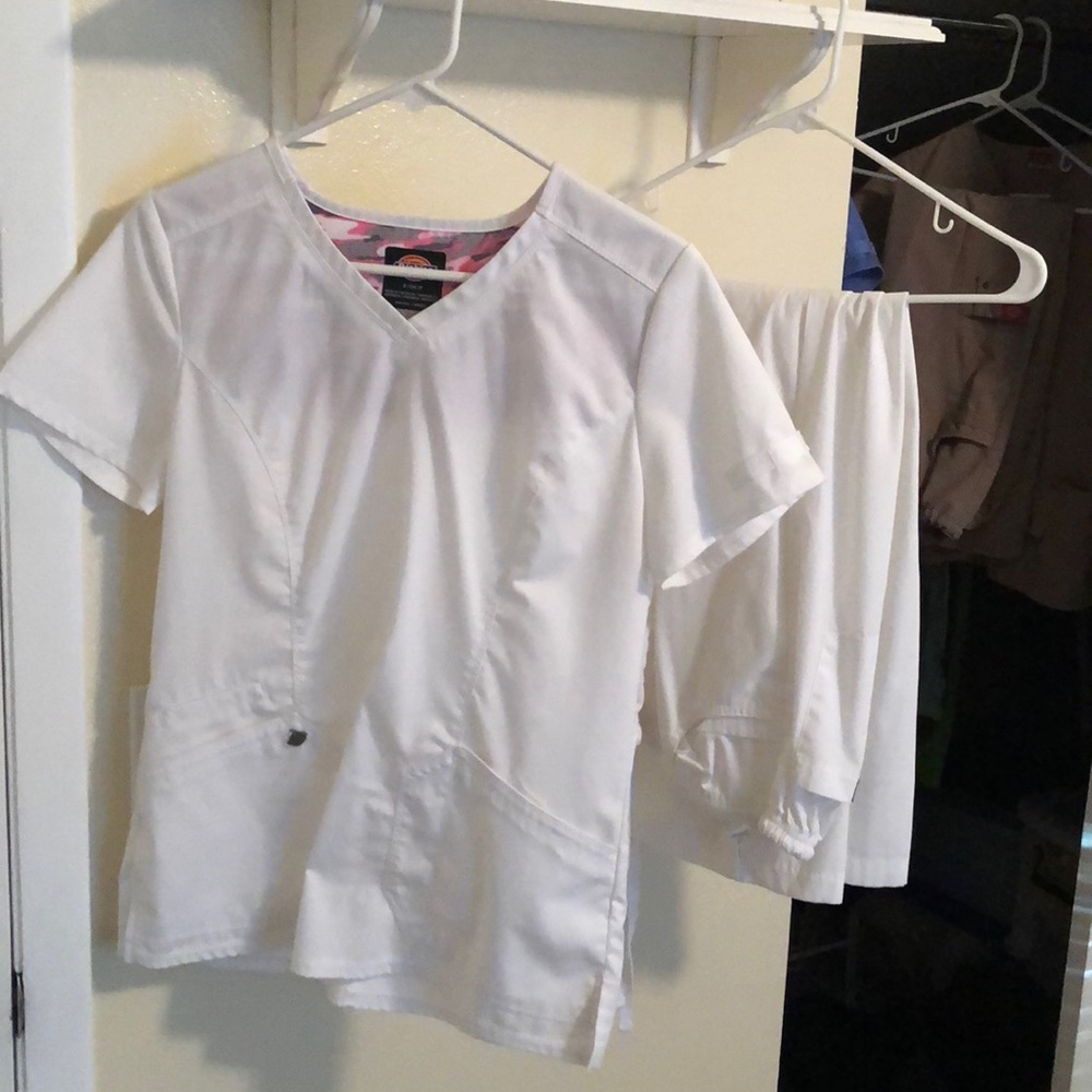 Dickies White Scrub Top